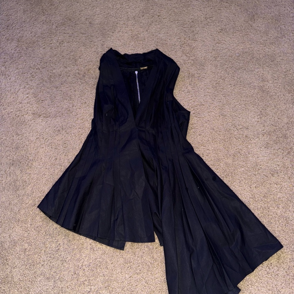 Adam Lippes Black Asymmetrical Fit and Flare Dress